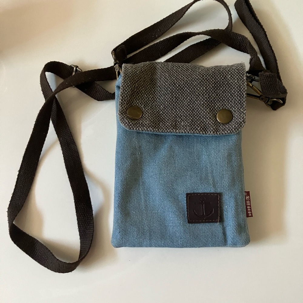 Stylish Blue and Gray Crossbody Bag